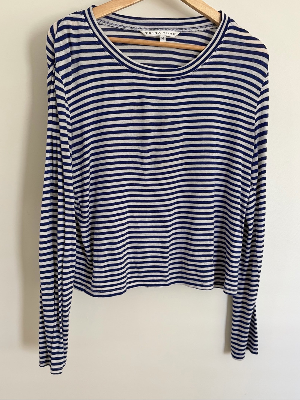 Trina Turk Navy and White Striped Long-Sleeve Tee